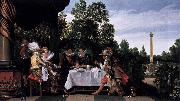 Esaias Van de Velde Merry company banqueting on a terrace oil